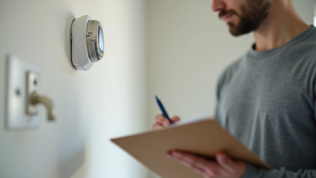 Person examining water meter and taking notes with clipboard