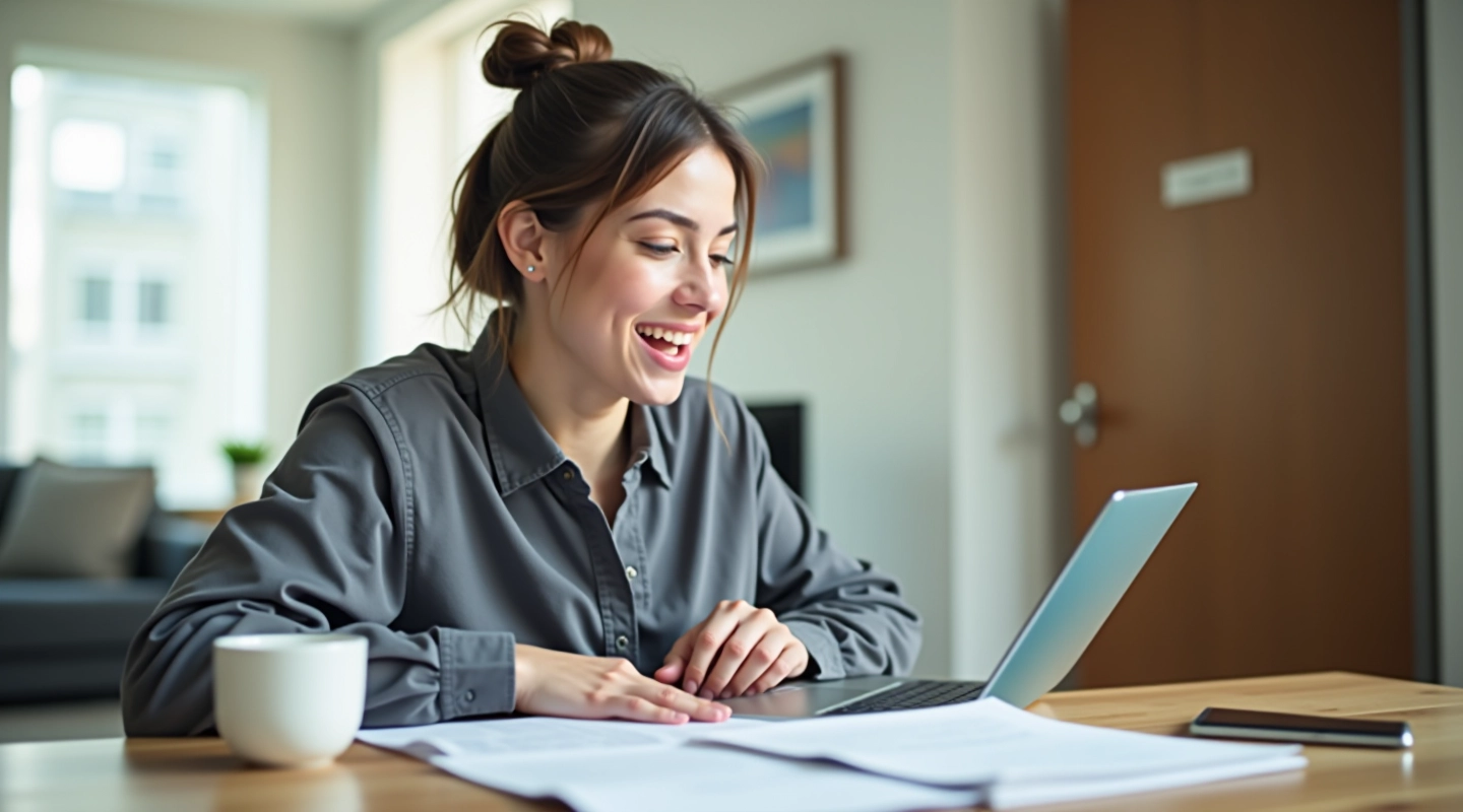 Young renter planning budget in modern apartment
